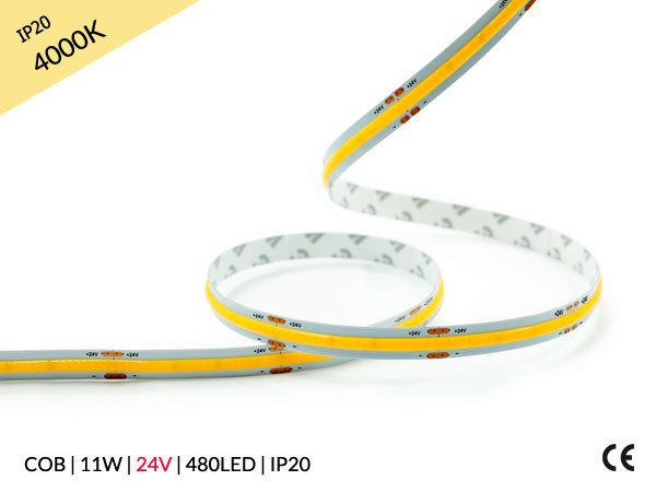 LED pásek COB 24V / 480LED / 11W / 4000K / IP20 / 8mm